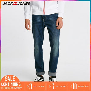 Jack Jones Men Warm Cotton Solid Straight Denim Trousers Biker Jeans | 218432505