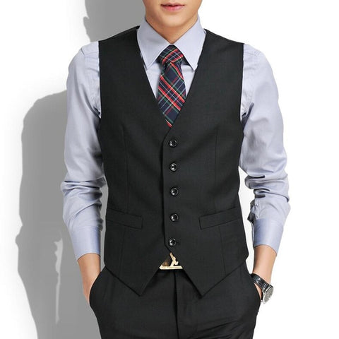 Men's boutique autumn 2016 quality slim fit leisure cotton suit vest/Male gentleman Beckham business vest/Male black vest