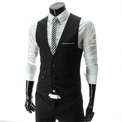 Men's boutique autumn 2016 quality slim fit leisure cotton suit vest/Male gentleman Beckham business vest/Male black vest