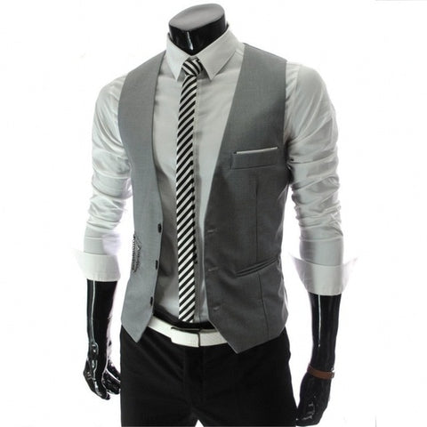 Men's boutique autumn 2016 quality slim fit leisure cotton suit vest/Male gentleman Beckham business vest/Male black vest