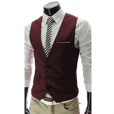 Men's boutique autumn 2016 quality slim fit leisure cotton suit vest/Male gentleman Beckham business vest/Male black vest