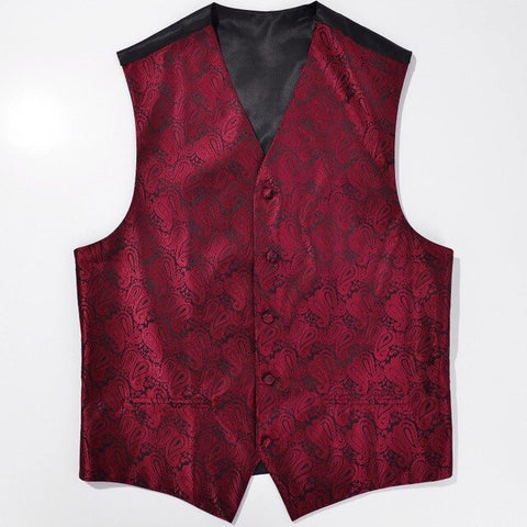 Ikepeibao Wine Wedding Men's Classic Paisley Sleeveless Waistcoat Top Swirl Floral Slim Fit Waistcoat Suit Vest S-5XL 8 color