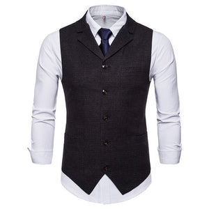 Riinr New Men's Business Casual Slim Fit Vests High Quality Spring Autumn Fashion Solid Color Single Buttons Men Vests Male Suit
