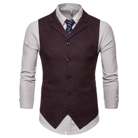 Riinr New Men's Business Casual Slim Fit Vests High Quality Spring Autumn Fashion Solid Color Single Buttons Men Vests Male Suit