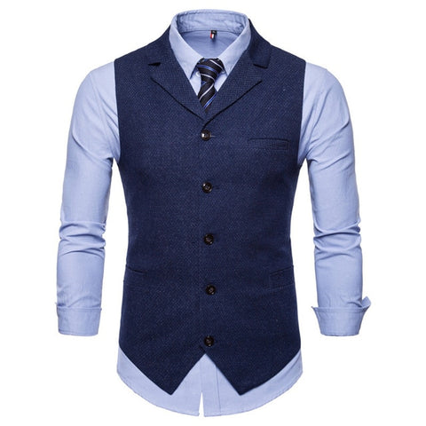 Riinr New Men's Business Casual Slim Fit Vests High Quality Spring Autumn Fashion Solid Color Single Buttons Men Vests Male Suit