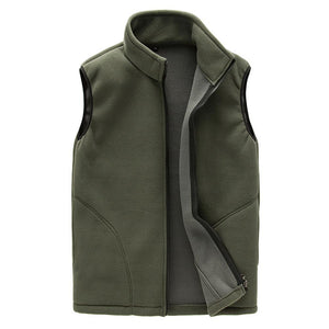 Men Warm Zip Casual Fleece Vest Spring Male Waistcoat Autumn Warm Sleeveless Jacket Outdoor Climbing Hiking Gilets Coat