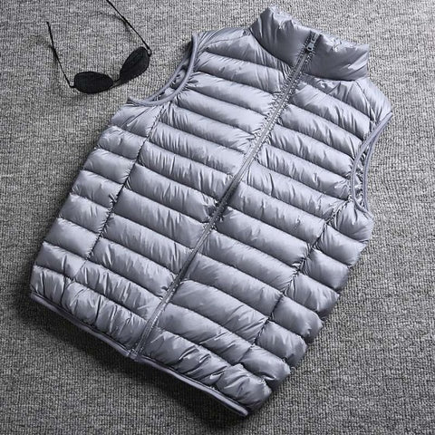 Winter New Men White Duck Down Vest Ultralight Sleeveless Vest Jacket Fashion Stand Collar Men Large Size Loose Vest